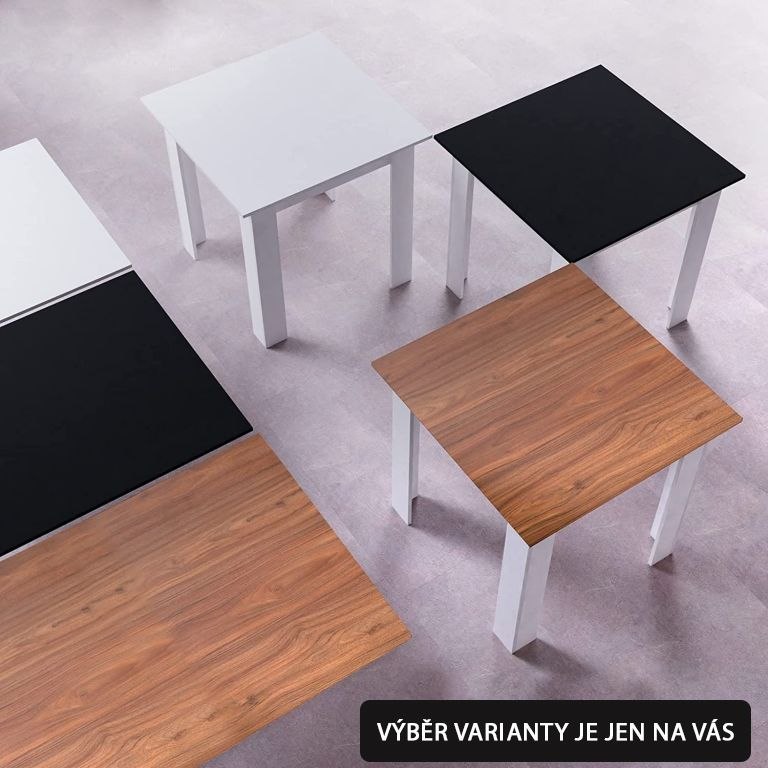 MIADOMODO Stół do jadalni dla 4 osób, czarny, 80x80x76,5 cm